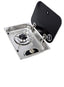 Kocher Edelstahl 1-flammig mit Glas+ASO B357xT250xH119 Aus:338x238mm