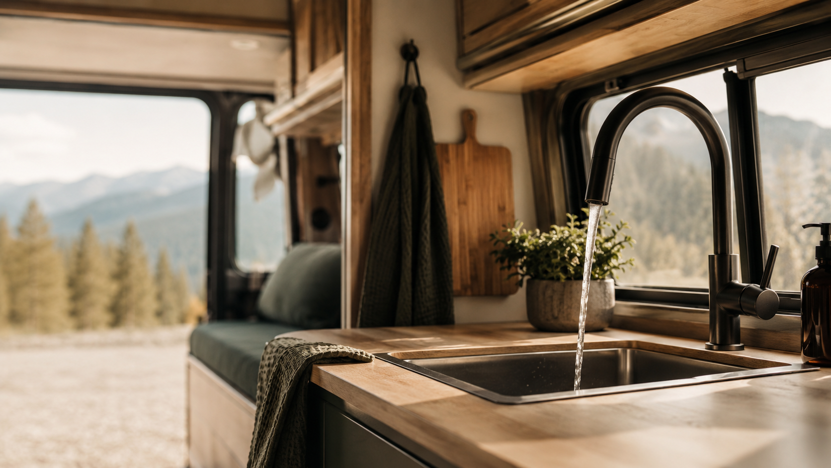 Wasserhahn und Spüle im Wohnmobil – South Camping