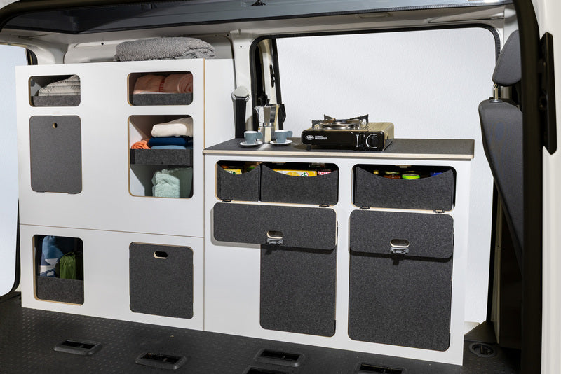 Modulare Fullsize-Möbelzeile zur Selbstmontage – perfekt für VW T5/T6/T6.1 Kurzradstand