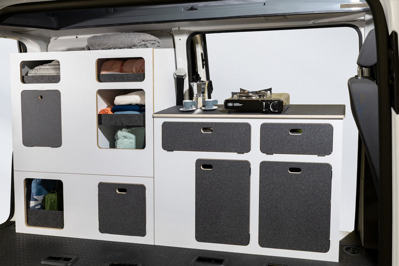 Modulare Fullsize-Möbelzeile zur Selbstmontage – perfekt für VW T5/T6/T6.1 Kurzradstand