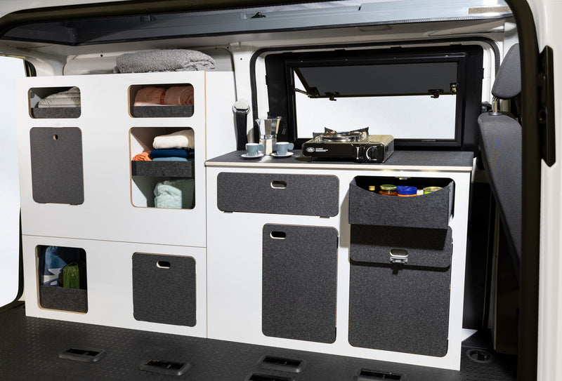 Modulare Fullsize-Möbelzeile zur Selbstmontage – perfekt für VW T5/T6/T6.1 Kurzradstand