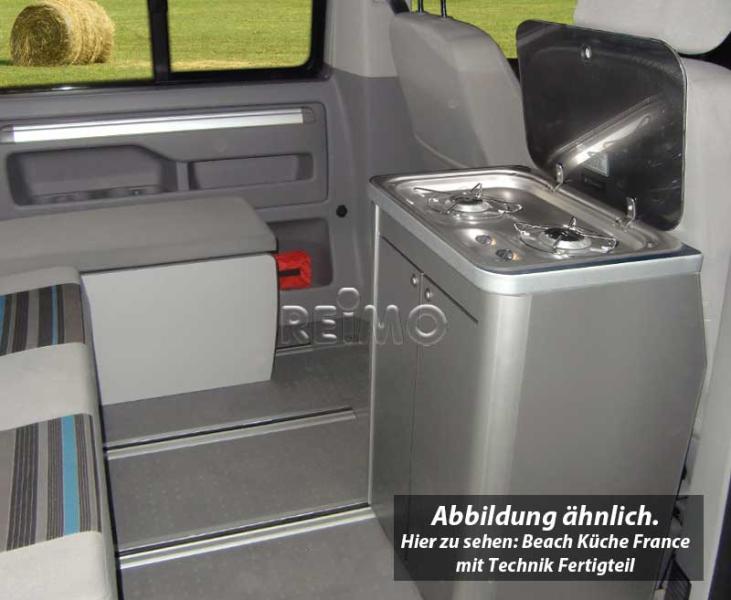 VW T6/5 Beach Küche France mit Technik Fertigteil, Hochglanz Schwarz