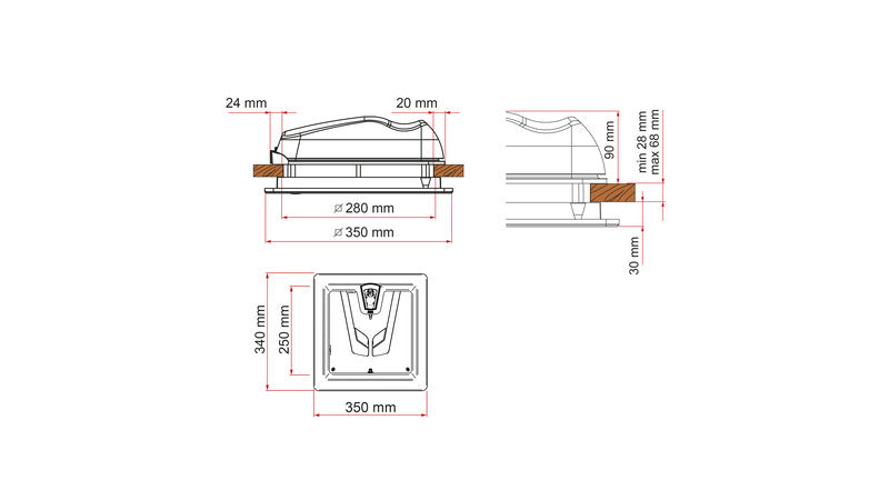 Fiamma VENT 28 F mit aerodynamischer Form - Crystal (leicht durchscheinend)