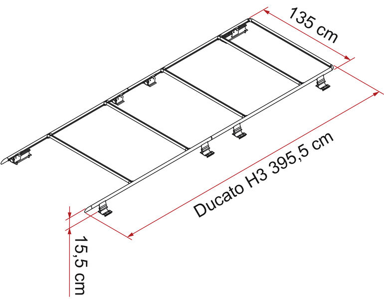Fiamma Roof Rail Ducato H3 Dachträger für Fiat Ducato,Peugeot Boxer,Citroen Jumper ab Bj.2006
