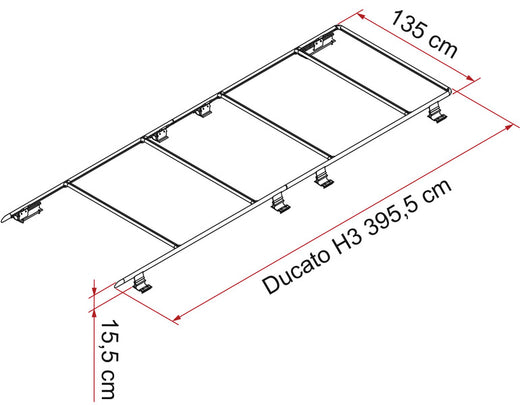 Fiamma Roof Rail Ducato H3 Dachträger für Fiat Ducato,Peugeot Boxer,Citroen Jumper ab Bj.2006