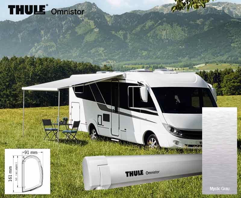 Markise Omnistor 5200 motorisiert 12V, eloxiert, 3,55m Tuch Mystic Grey