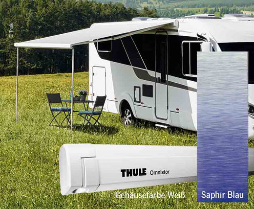 Thule Omnistor Markise 5200, 400cm, Saphir Blau, Gehäuse Weiß