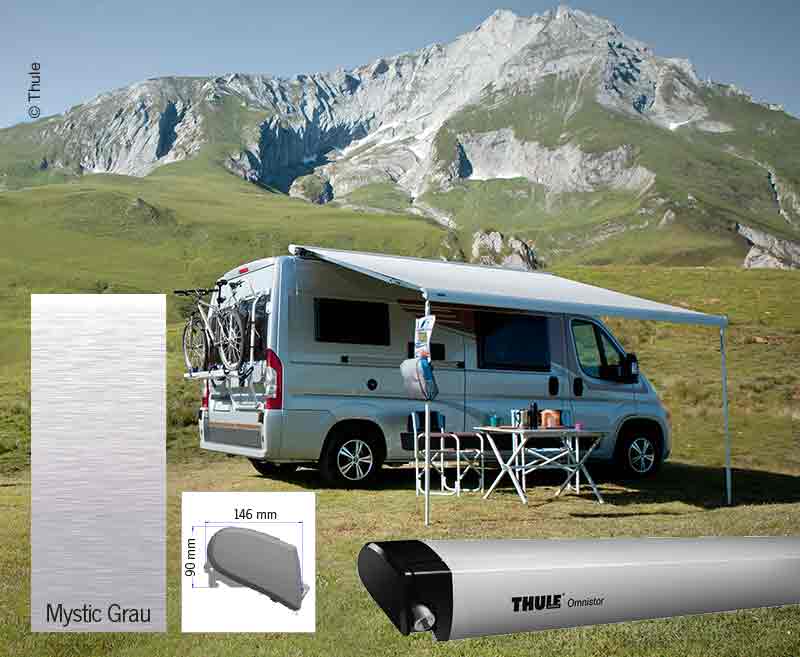 Thule Markisen-Set Omnistor 6300 3,75m, Gehäuse eloxiert, Kappen: schwarz
