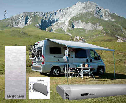 Thule Markisen-Set Omnistor 6300 3,75m, Gehäuse eloxiert, Kappen: grau