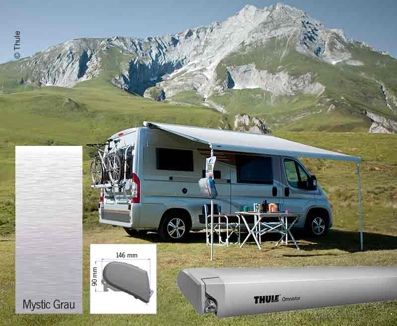 Thule Markisen-Set Omnistor 6300 4m, Gehäuse eloxiert, Kappen: grau
