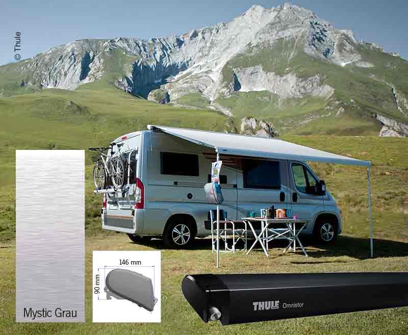 Markisen-Set Omnistor 6300 4m, Gehäuse anthrazit, Kappen schwarz
