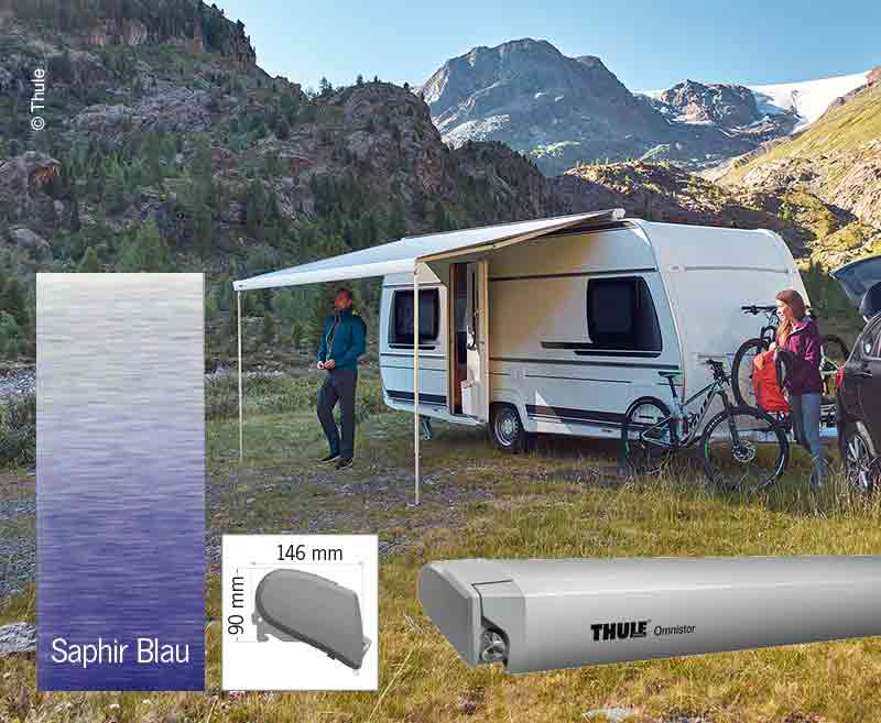 Thule Omnistor Dachmarkise 6300, Saphir Blau, Gehäusefarbe eloxiert, 350cm