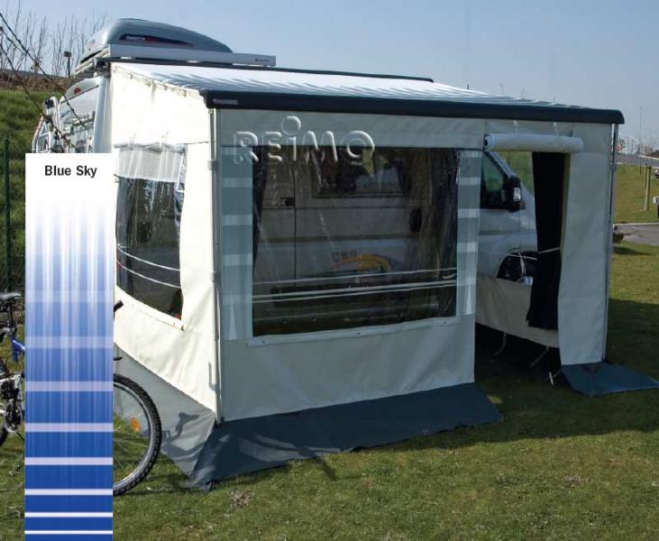 Vorderwand Safari Room in Tuchfarbe Blue Sky, Breite 375cm