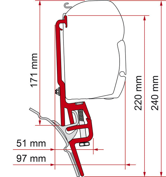 Adapter für Fiamma F35, F45 und F43van