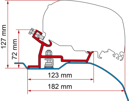 Fiamma Adapter für Dachmarkisen F65, F65s und F65L 400 cm - Für Fiat Ducato und Baugleiche ab 2006