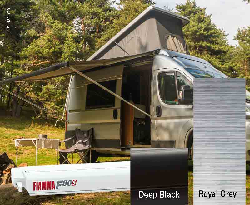 Fiamma F80S Länge: 400cm Tuchfarbe: Royal Grey, Gehäuse: schwarz
