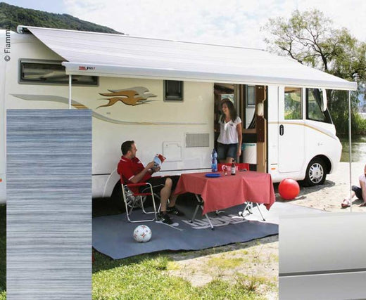 Fiamma Markise F65L (Dachmarkise) 4,9m. Gehäuse Titanium, Tuch Royal Blue