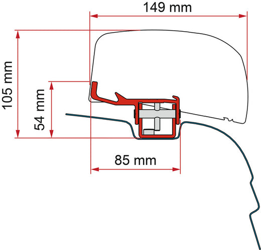 Fiamma Montageadapter F40van für VW T5/T6 H1 / L1 ohne C-Schiene