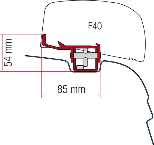 Fiamma Montageadapter F40van für VW T5/T6 H1 / L1 ohne C-Schiene - UK-Version