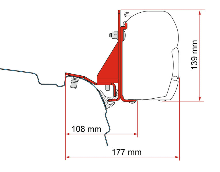 Fiamma Markisen-Adapter für F45 und F43van VW T5/T6/T6.1 mit Reimo Multirail