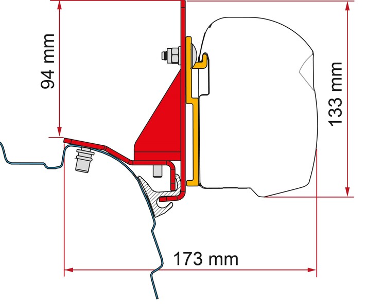 Fiamma Markisen-Adapter für F45 und F43van VW T5/T6/T6.1 mit Reimo Multirail