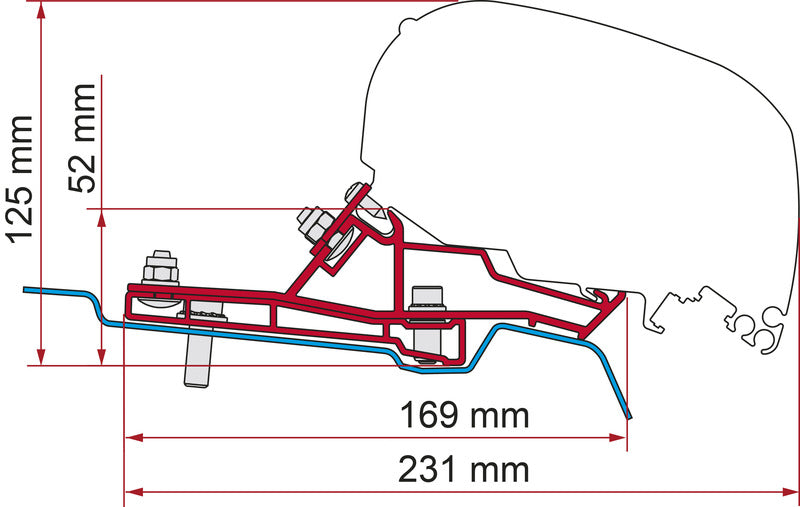 Fiamma Adapter Ford Transit Van H2L2, 290cm LHD