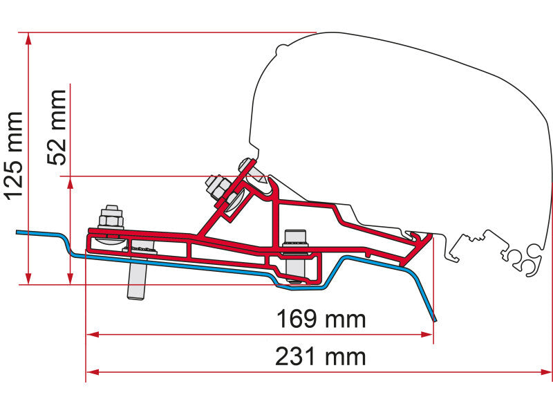 Fiamma Adapter F65 / F80 für Ford Transit Van H2 L2 - 290 cm - Rechtslenker