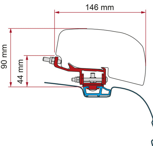 Fiamma Markisen Adapter F40van für VW T5 / T6 Transporter und Multivan - C-Schiene - Links- und Rechtslenker