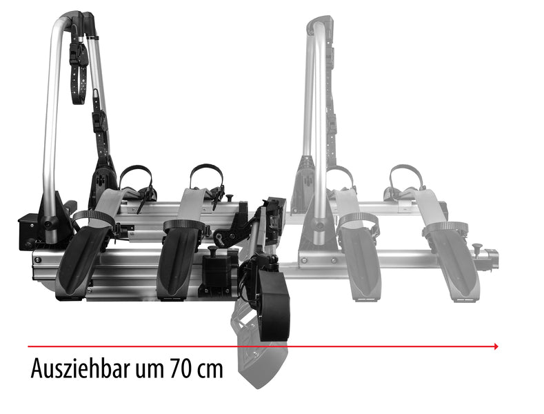 Zum Transportieren von 2 Fahrrädern auf der Anhängerkupplung