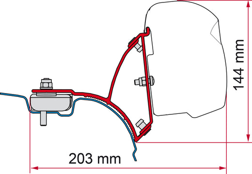 Fiamma Markisen-Adapter F43van für VW T5 / T6 kurzer Radstand - Rechtslenker