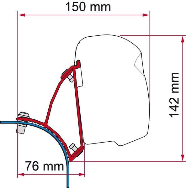 Markisen-Adapter F43van für VW T5 / T6 / T6.1 Lift roof - Linkslenker
