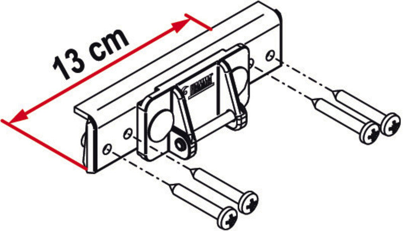 Das <em>Kit</em> für die oberen Halterungen von <em>Dethleffs</em> Wohnmobilen lässt sich an die serienmäßigen Halterungen anpassen. Zur Verwendung mit dem Carry-Bike Pro. Obere Anpassungstücke