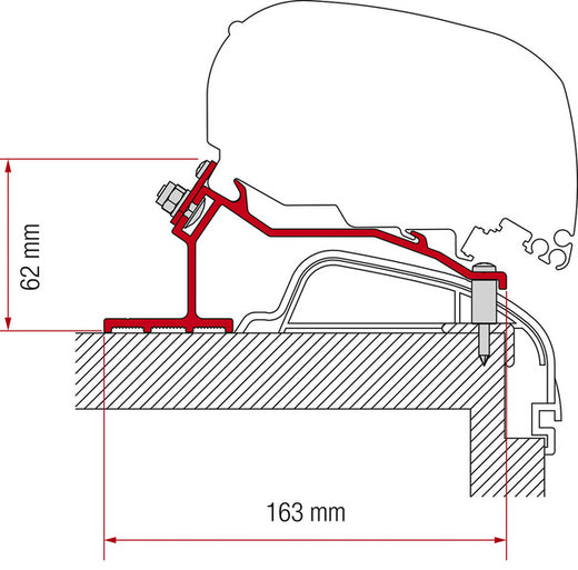 Fiamma Adapter Markise F65L oder F80S für Hobby Caravan ab 2012 Premium & Ontour