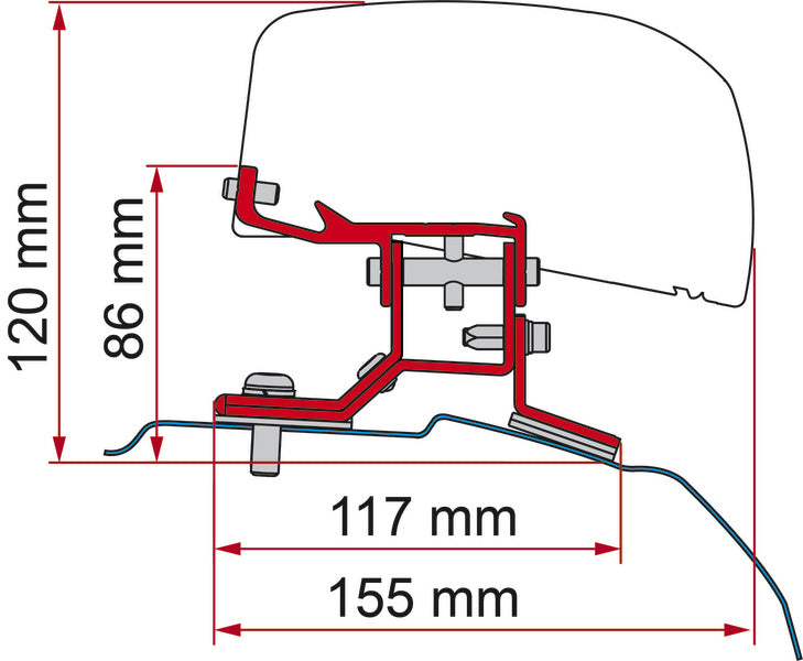 Fiamma Adapter für Fiamma F40van für Ford Transit Custom kurzer Radstand ab 2012