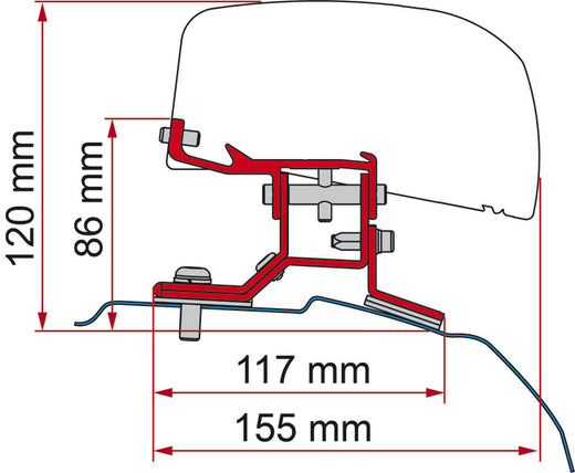 Fiamma Adapter für Fiamma F40van für Ford Transit Custom kurzer Radstand ab 2012