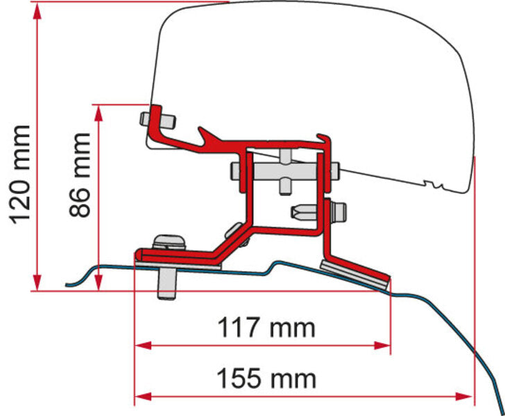 Fiamma Markisen-Adapter für F40van Ford Custom L2 langer Radstand auch UK