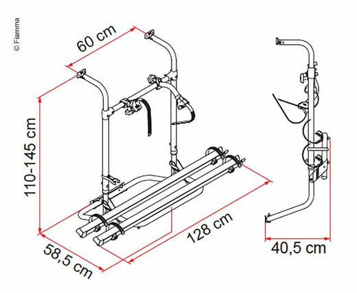 Fiamma Caravan Heckträger Simple Plus 200 für 2 Räder, max. Traglast 35kg