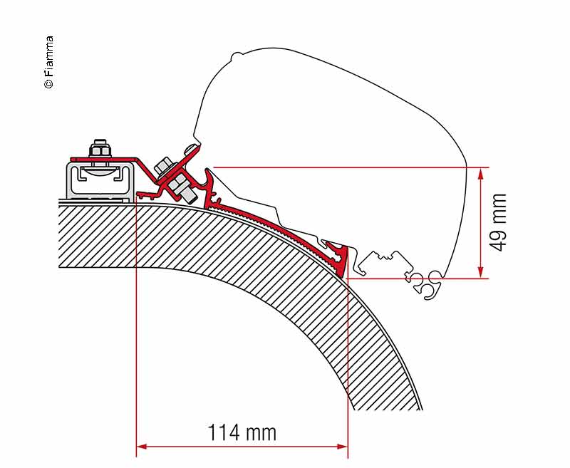 Adapter Markise F65L und F80S Rapido Distinction 490 cm