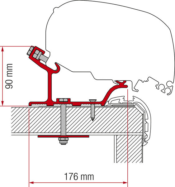 Fiamma F65 & F80 Kit Carthago Malibu 340cm, 1Halter.