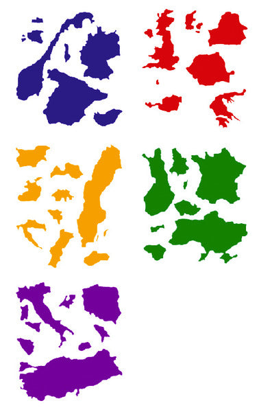 Grundaufkleber und Länderfüllungen