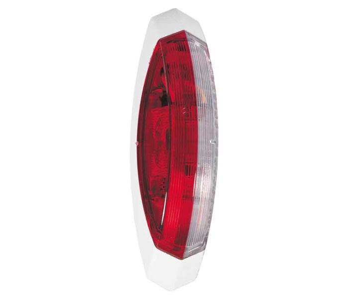 Hella Umrißleuchte rot/weiß, links weiße Grundplatte, 122,2x39,2x28,6mm