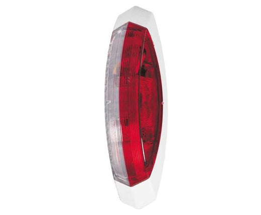 Hella Umrißleuchte rot/weiß, rechts weiße Grundplatte, 122,2x39,2x28,6mm