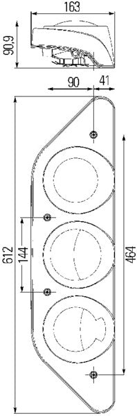 Heckleuchte rechts Caraluna Modular,12V,Lampenart R10W,Prüfzeichen ECE