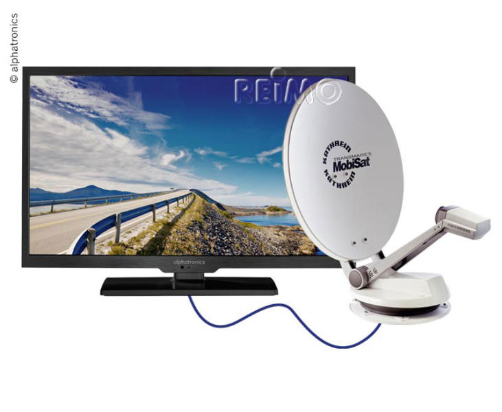 KATHR Parabolantenne 75cm, Twin-LNB & alphatronics 24"TV-Gerät
