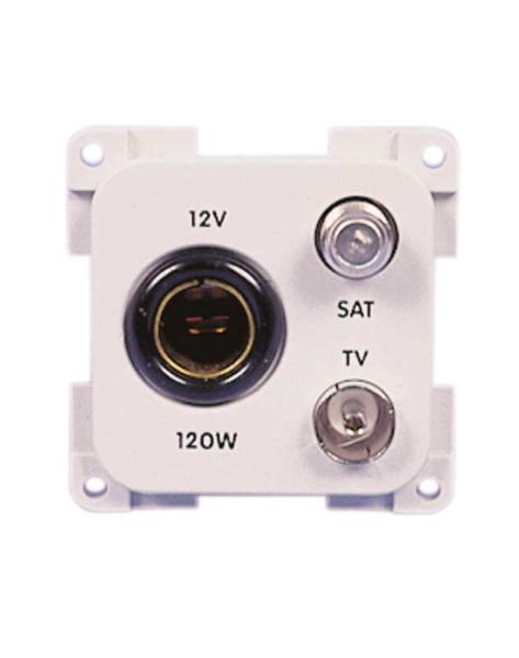 INPRO TV + Sat Steckdose mit 12V Normsteckdose braun