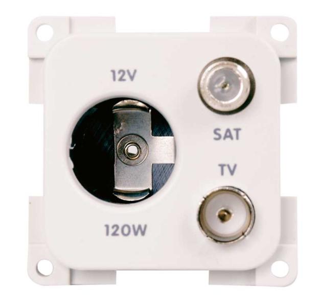INPRO TV + Sat Steckdose mit Zigarettenanzündersteckdose braun SB