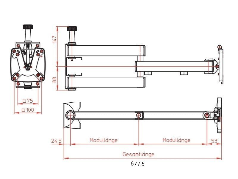 NOVUS SKY 10N TV-Halter 2-armig - 780 mm