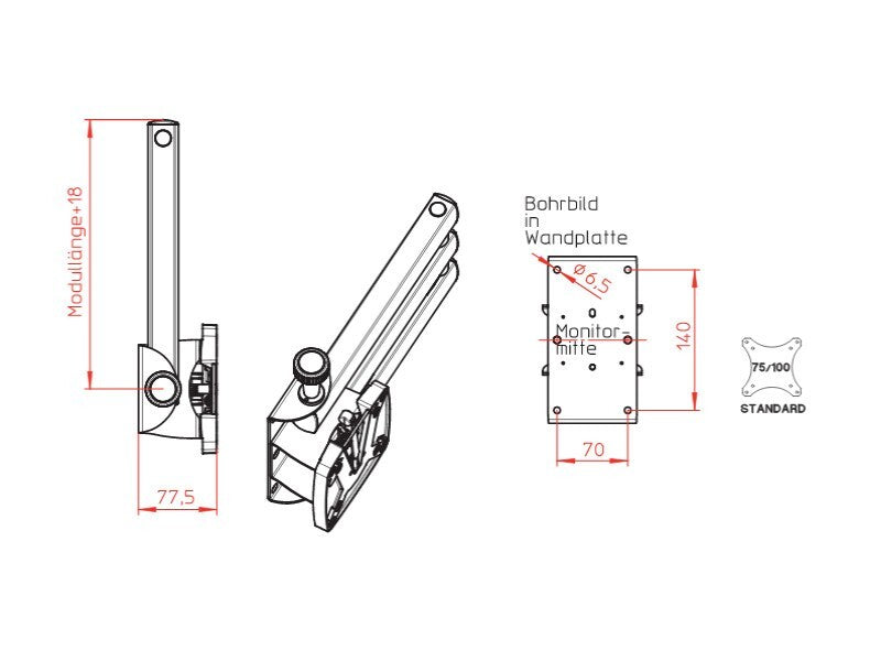 NOVUS SKY 10N TV-Halter 2-armig - 780 mm