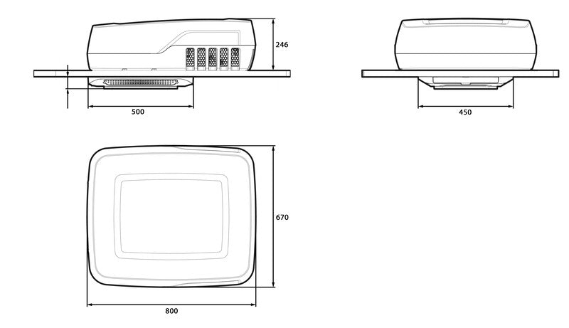 Dachklimaanlage Plein-Aircon, 12V 1200W, 40x40cm Dachausschnitt
