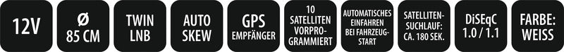Sat-Anlage mit 10 vorprogrammierten Satelitten &amp; Auto Skew